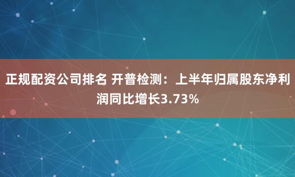 正规配资公司排名 开普检测：上半年归属股东净利润同比增长3.73%